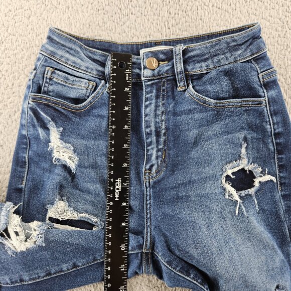 KanCan Jeans Womens 25 Blue Kurvy Ultra High Rise Ankle Skinny Distressed Denim - Picture 9 of 16